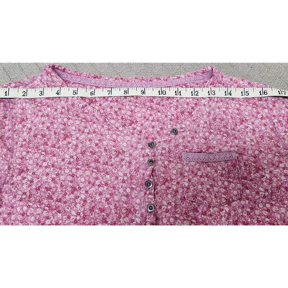 Ruff Hewn Floral Henley Long Sleeve Shirt Women's Small Casual Blend Cotton Top - Picture 4 of 8